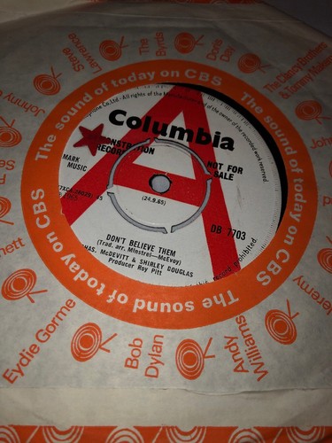 CHAS McDEVITT & SHIRLEY DOUGLAS WHERE AM I GOING 1965 UK "DEMO" 7" DB 7703 P - Bild 4 von 4