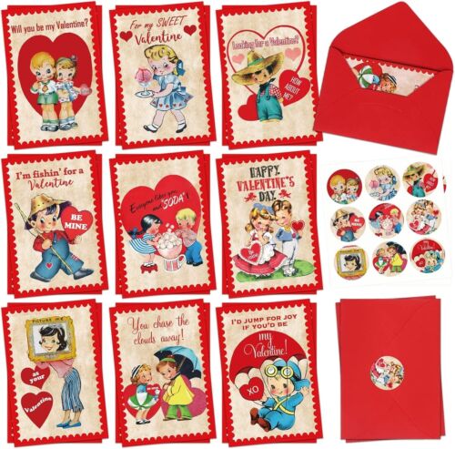 36 Pcs Vintage Valentine'S Cards Animal Valentine'S Day Greeting Cards Colorful