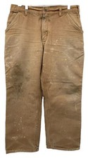 VTG Carhartt Pants Men’s 36x30 Duck Brown Dungaree Fit Canvas B11-BRN Distressed