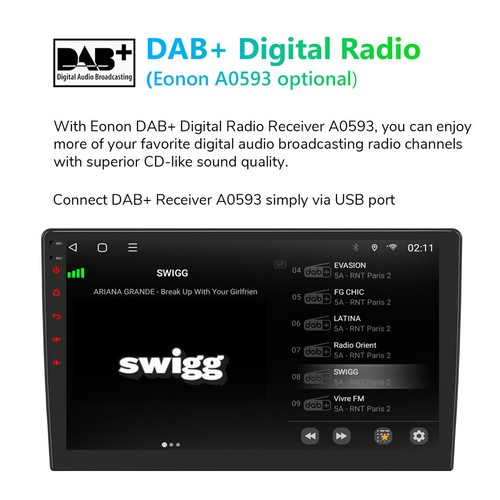 Doble DIN 10.1" Coche Estéreo Android Automático 13 Octa Núcleo GPS Radio CarPlay WiFi DSP - Imagen 20 de 35