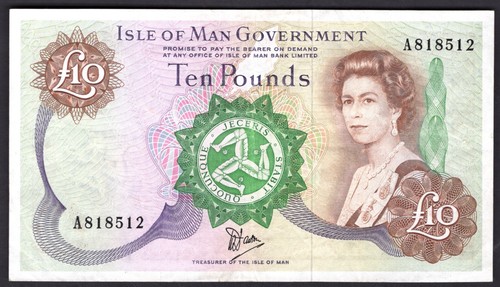 Isle Of Man, Government Issue, £10 (1984), A818512 (IOMPM M525). Crisp GF+. - Picture 1 of 2