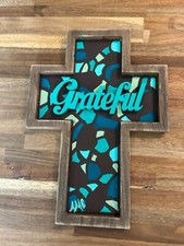 Painted Grateful Wood Cross