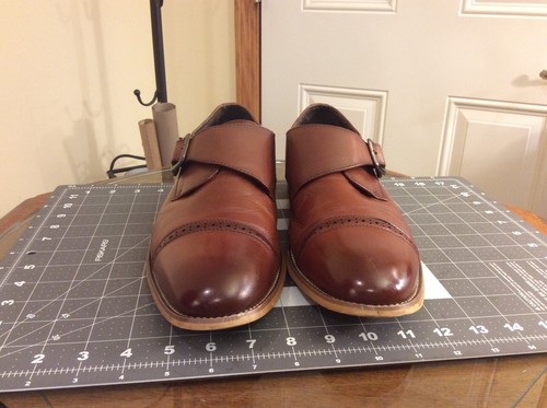 Stacy Adams Desmond Shoes Cap Toe Monk Strap Cognac Leather 25162-221 Sz 11M - Picture 2 of 10
