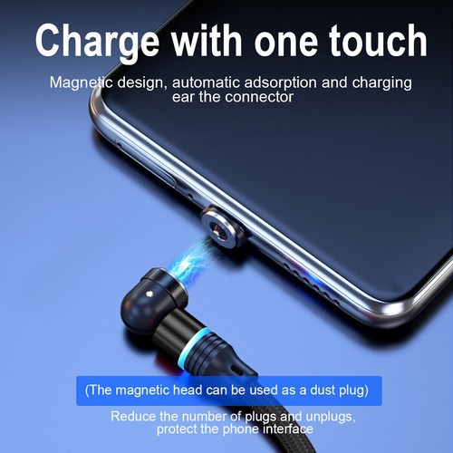 3-in-1 180°+360° Magnetic Charger Cable For Apple Micro USB Type-C Samsung LG - Picture 6 of 38