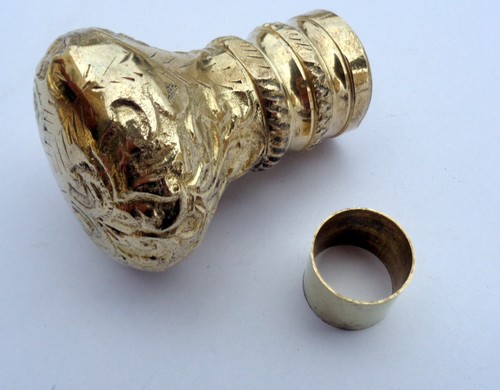 Solid Brass Victorian Round Handle for Wooden Walking Stick Cane Handle Only