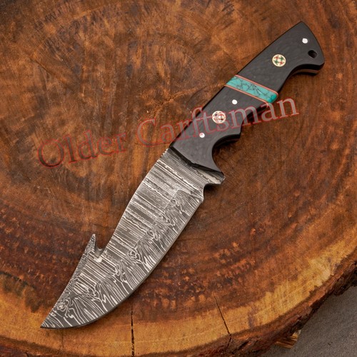 9" SUPERB GUT HOOK, FIXED BLADE DAMASCUS STEEL, HUNTING, SURVIVAL KNIFE, O-165 - Picture 3 of 10