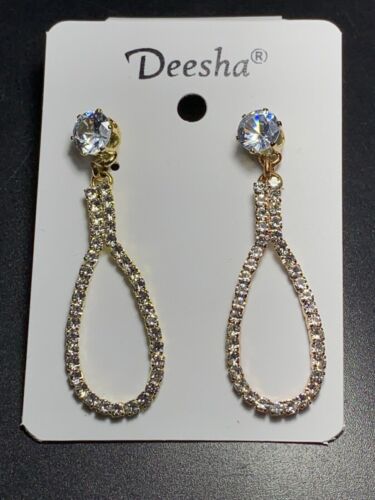 Gorgeous Earring Drops  Diomand Stone Gold Plated for Girls and Women’s - Picture 1 of 8