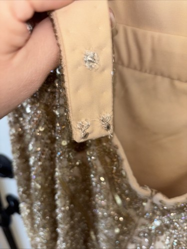 Mori Lee Gold Dress Beaded Size 6 DAMAGED - Picture 15 of 17