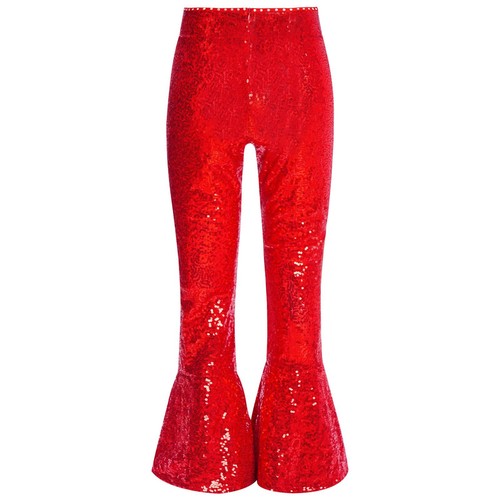 Girls Trousers Birthday Pants Ballroom Bell-Bottom 70s Sweatpants Holiday Jazz - Picture 10 of 47
