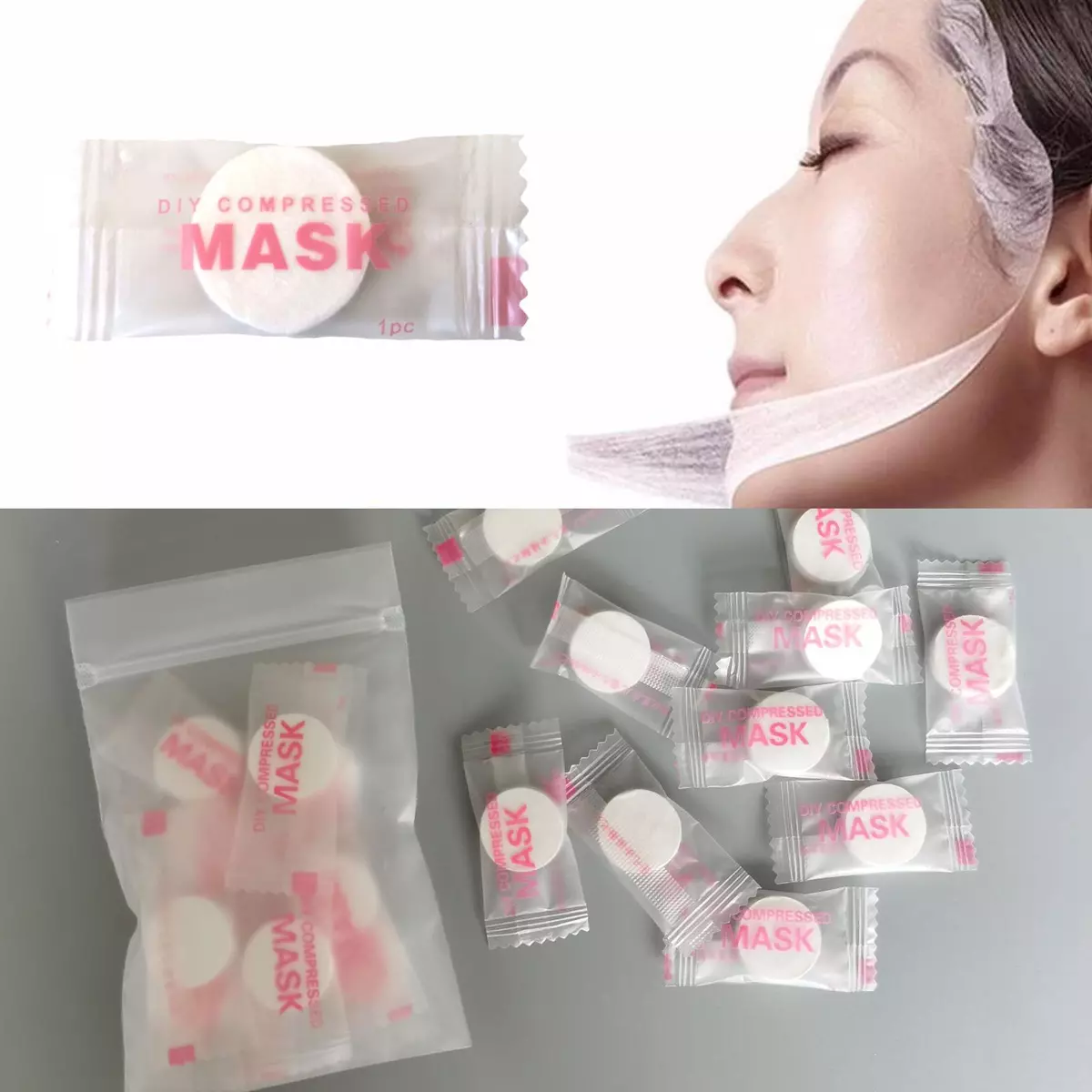50pcs Compressed Cotton Facial Face Mask Sheet Paper DIY Natural Skin Care2024