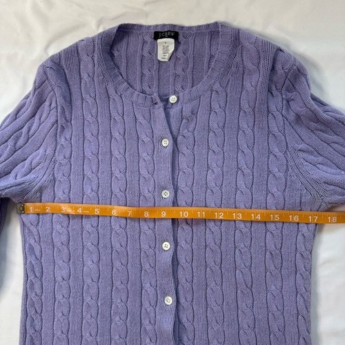 Vintage J Crew Zopfmuster Cardigan Pullover Pastell Lila Kaschmir Angora Gr. M - Bild 5 von 8