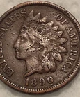 1890 US Indian Head Cent 1C Penny - F - #13096