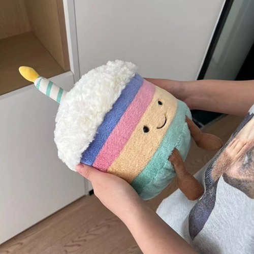 Jellycat Rainbow Birthday Cake Authentic Stuffed Figure Present Plush Toy NWT - Picture 3 of 8