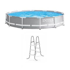 Intex 12 Foot Prism Frame Above Ground Swimming Pool w/ Pump & Pool Ladder - Click1Get2 Black Friday