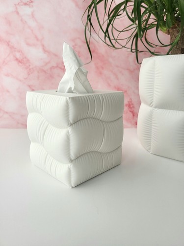 Pillow Tissue Box Cover – Modern Minimalist Decorative Kleenex Holder - Picture 3 of 15