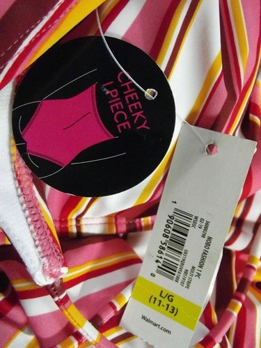 NOBO Swimsuit Womens Junior L (11-13) Pink Burgundy Stripe One-Piece swim suit - Picture 5 of 9