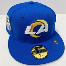 New Era Los Angeles Rams St. Louis Patch 59FIFTY Fitted Hat Cap Blue Sz 7 1/4
