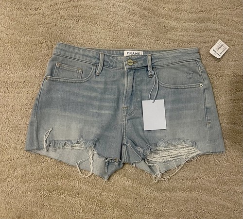 FRAME Women's light wash le grand garçon denim short, SZ 25 (27), BNWT, L@@K*** - 第 1/6 張圖片