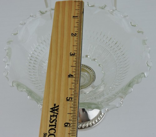 VINTAGE GLASS CANDY DISH VASE COMPOTE STERLING SILVER BASE STAND - Picture 3 of 12