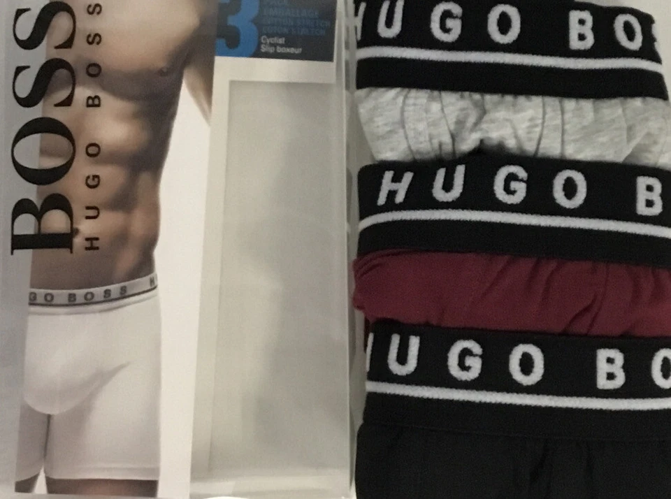 Boss Hugo boss Men's Stretch-Cotton Cyclist Pack of 3 Black/gray/wine Med - Image 3 of 3