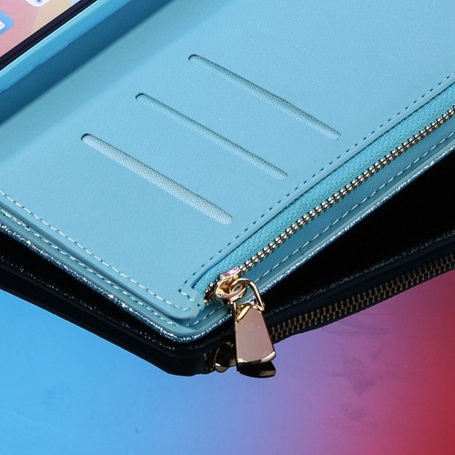 For Samsung A14 A13 A53 S24 S23 S22 S21 Glitter Zipper Leather Wallet Strap Case - Picture 11 of 62