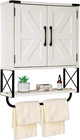 Farmhouse Medicine Cabinet with 2 Barn Door, Wood Wall Mounted Storage Cabinet w