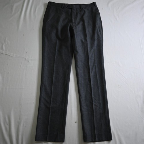 Indochino 31 x 32 grau kariert Flanell Wolle vorne flach gerade Herren Anzughose