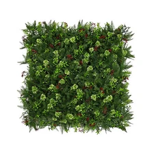 20x20" Artificial Plants Mats 3D Mixed Greenery Flowers Wall Hedge Decor Panel