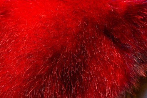 6493 Double-sided Possum Fur Cushion in Red Real Fur Pillow Genuine Pelt Cushion - Picture 7 of 9
