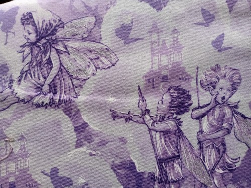 Michael Miller FAIRY DREAM LAND Flower Fairies - LILAC - METALLIC - FAT QUARTER - Picture 3 of 4