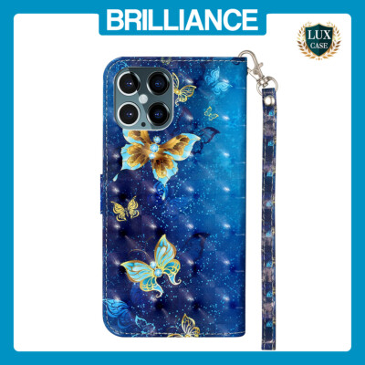 Brilliance LUX iPhone 12 Pro Max Flip PU Leather Wallet 3D Print Butterfly wi...