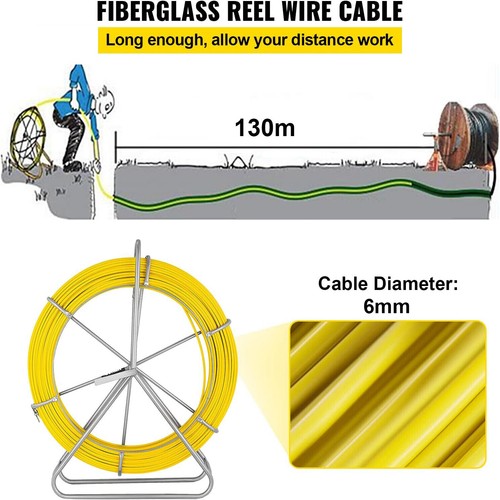 AU Fish Tape Puller Fiberglass 130M×6MM Wire Cable Running Duct Rodder Tool - Picture 6 of 10