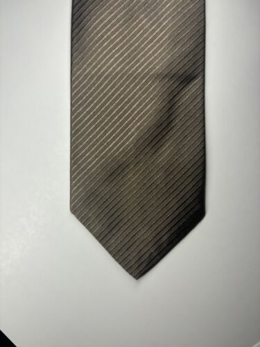 Christian Dior Vintage Solid Brown Striped Necktie Mens 100% silk tie 55” X3.25” - Picture 7 of 7