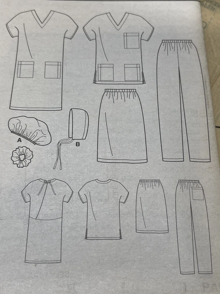 UNCUT Simplicity New Look 6777 Unisex Dress Caps Pants Skirt SCRUBS Sz S M L XL - Image 4 of 4