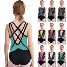 Kids Girls Rompers Jazz Leotard Performance Bodysuit Gymnastic Unitard Dance