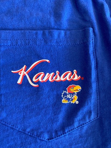 Champion Kansas Jayhawks Blue Long Sleeve Shirt Size Small KU Rock Chalk! - Picture 2 of 11