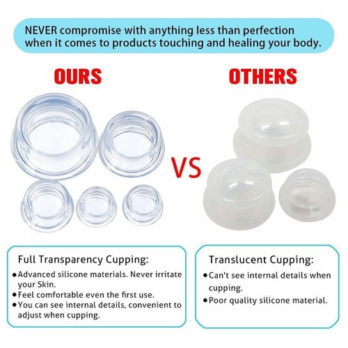 2-4 Cups Cupping Therapy Set Silicone Suction Massage Pain Relief For Face Body - Picture 9 of 19