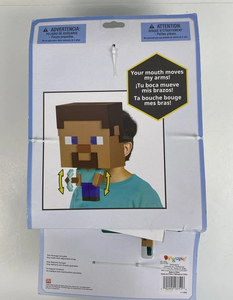 Minecraft Move a Mask Steve Mine Disfraz Artesanal Adulto Halloween Accesorio Foto 4 de 4