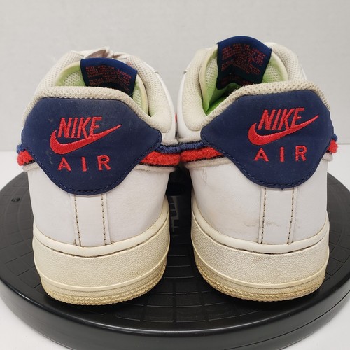 Nike Air Force 1 3D Chenille Swoosh Sneakers White Red Blue Sz 10.5 823511-106 - Picture 7 of 18