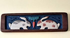 Bunnies with Carrot Wood Carved Wall Hanging