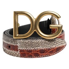 DOLCE & GABBANA Belt Multicolor Exotic Leather DG Logo Buckle 85cm / 34in 620usd