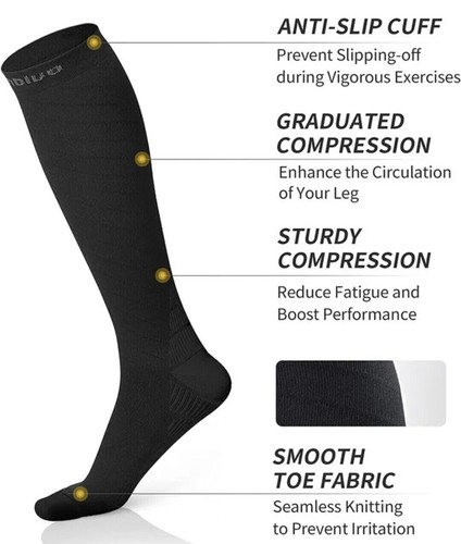 CAMBIVO Compression Unisex Socks Pack of 2 Pairs for Women & Men, size S/M - Picture 2 of 5