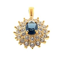 Roman Crystal Blue and Clear Gold Tone Pendant