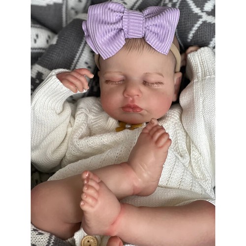 Painted Hair Reborn Baby Dolls Boy Lifelike Newborn 19" Full Body Vinyl Doll - Picture 3 of 5