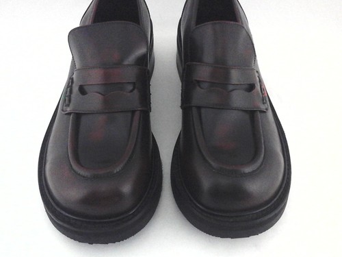 KICKERS Loafers Vintage 90's Leather Slip On Shoes Bordeaux Unisex sz Marked 8.5 - Picture 5 of 9