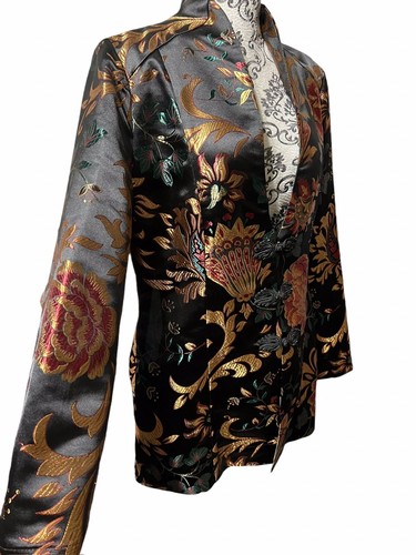Soft Surroundings Jacket Womens Medium Black Moon Dynasty Brocade Blazer - Picture 2 of 11