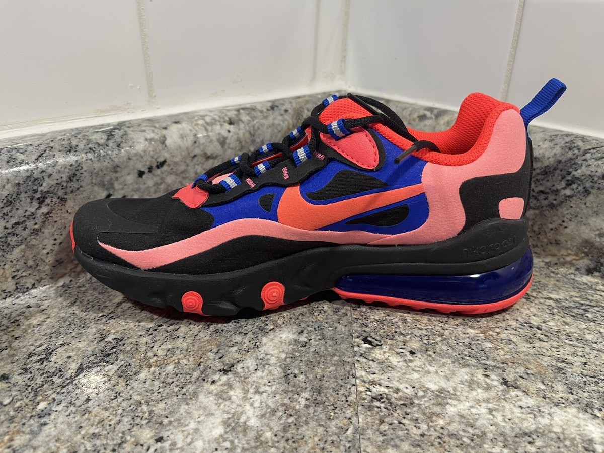 Nike Air Max 270 React (GS) Shoes Size 4Y Black/Flash Crimson