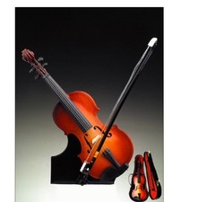 NEW 6.5" WOODEN VIOLIN INSTRUMENT MUSIC BOX+CASE+STAND "BLUE DANUBE"-V16