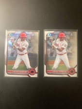 (2) 2022 Bowman Chrome Justice Thompson 1st Rookie Prospects RC #BCP-59 Reds