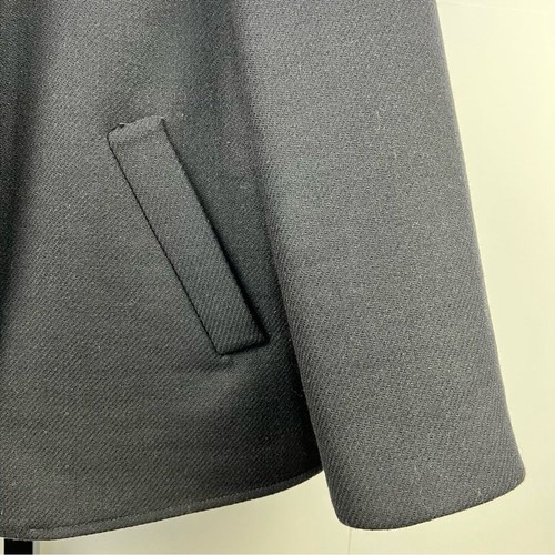 ZARA Basic Hooded Wool Jacket Womens Medium Navy Blue Lined Casual Coastal Coat - Picture 7 of 9